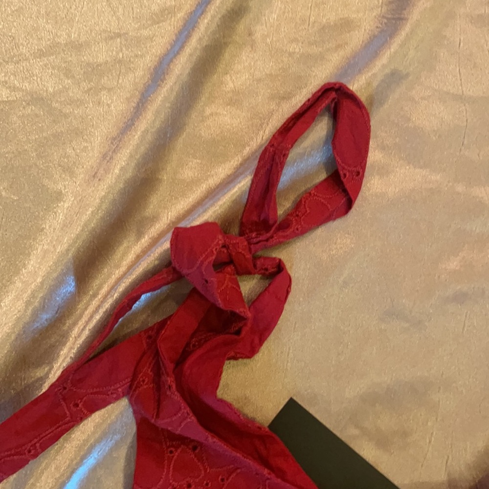 Red eyelet crop top - Picture 3 of 6